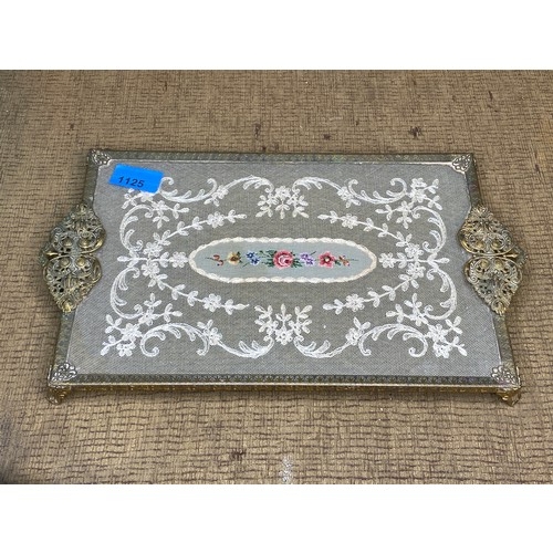 1125 - Brass Victorian silk tray.