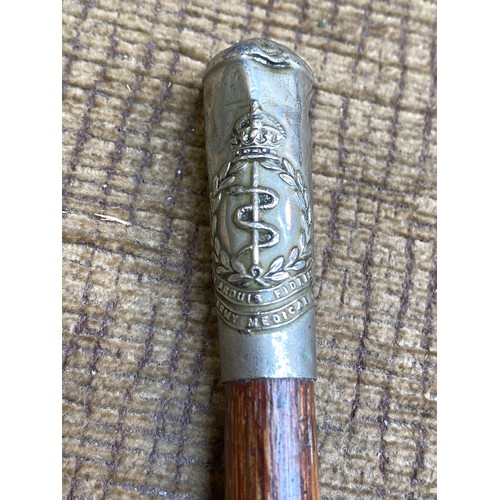 1133 - WW2 Royal army medical corps swagger stick with inscription to the top.