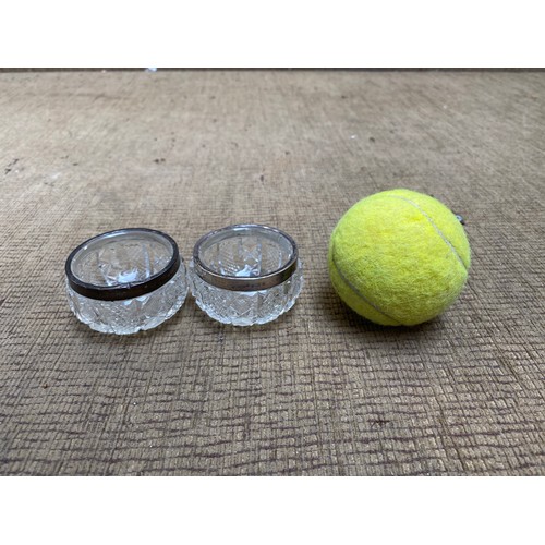 1142 - Two lead crystal bowls with silver rims hallmarked Birmingham.