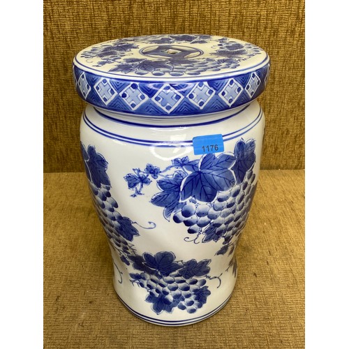 1176 - Large Blue and White ceramic Chinese plant stand 40cm tall.