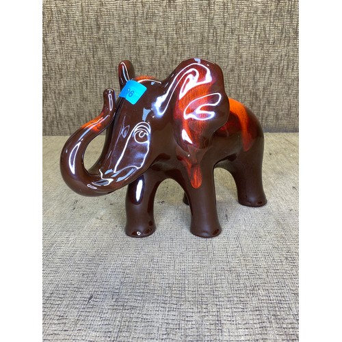 1196 - Poole pottery style large Elephant statue 22cm tall.