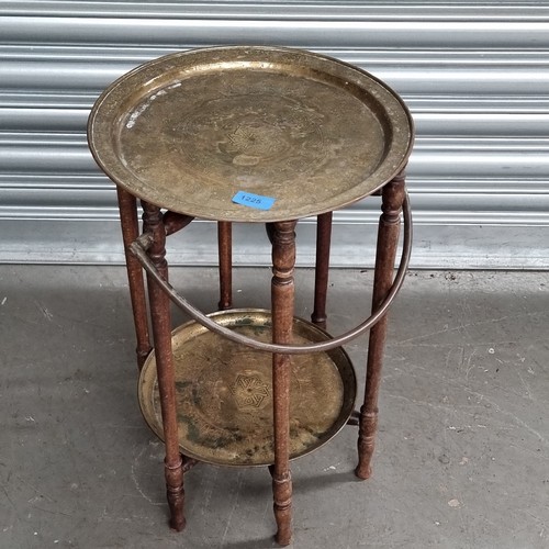 1225 - Antique oriental brass tray table.