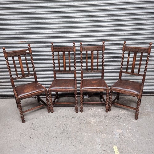 1221A - Set of four barley twist dining chairs.