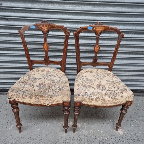 1249 - 2 Victorian tapestry upholstered hallway chairs.