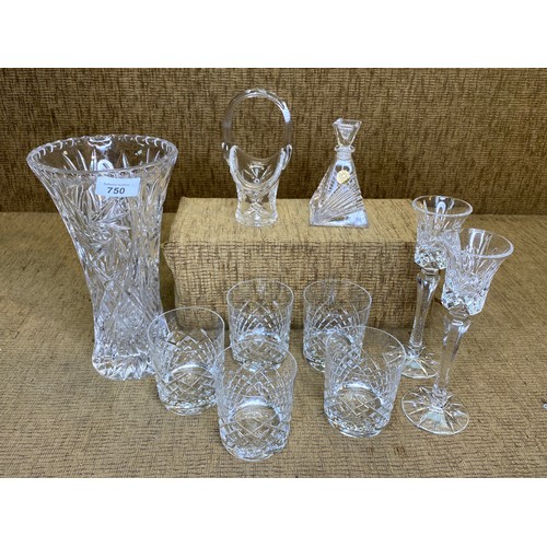 750 - Collection of Lead crystal glasses and vases including Stuart crystal.