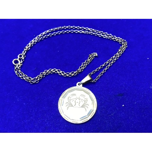 897 - Stirling Silver Cancer star sign necklace and pendant.