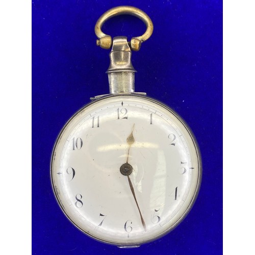 921 - William IV Silver Hunter verge watch. Thomas Harlow, Stone (Staffs) chain fusee movement with verge ... 