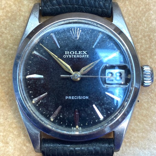 925 - Rolex Oyster Date Precision 6466 Black Dial Stainless steel. 28mm case. Serial number 852265. With a... 