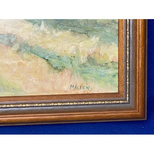 1363 - Frame oil painting by the late local Welsh artist Kath Mallon (Nee Monnelly) 52cm x 42cm.