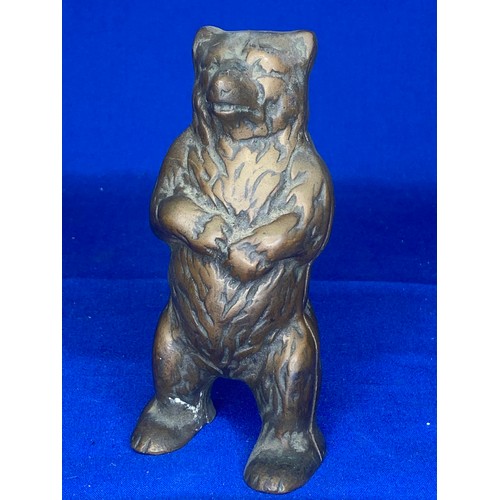 762 - Solid brass Grizzly bear vintage money bank.