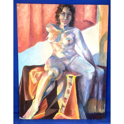 1045 - Large oil on canvas portrait 107cm x 80cm.