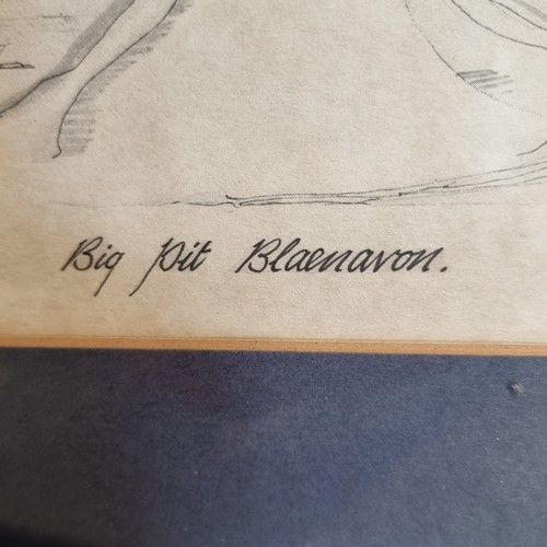 1046 - English Artist Ken Hall, Ink on paper of Big Pit Blaenavon 1986. Ken settled in south Galway Ireland... 