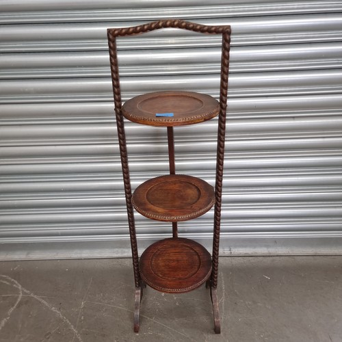 1055 - Antique 3 tier folding cake stand.