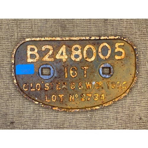 1067 - Cast metal Railway plate 1956 . 27 cm.