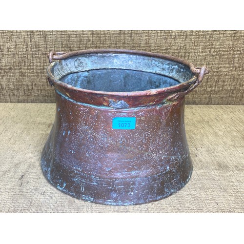 1073 - Vintage Copper large log bin. 21 x 29 cm.