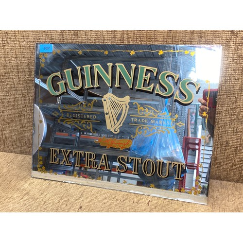 1091 - Guinness extra stout mirrored picture 49cm x 37cm.