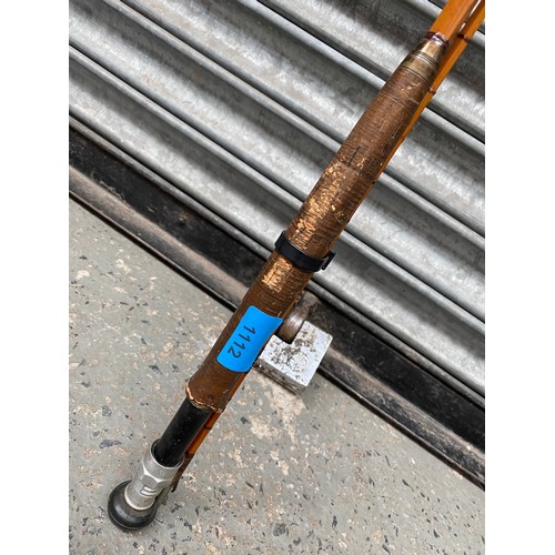 1112 - Split cane hardy fishing rod.