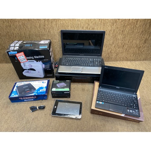 64 - Mixed electricals including Compaq laptop and ASUS Eee PC X101CH.