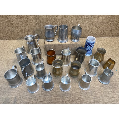 473 - Pewter tankards including Gaskall and Chambers Birmingham.