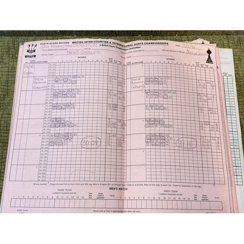 1186 - 10 official Darts match scoring records of various UK and world dart's tournaments  from the estate ... 