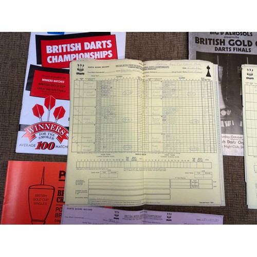 1191 - 10 official Darts match scoring records of various UK and world dart's tournaments  from the estate ... 