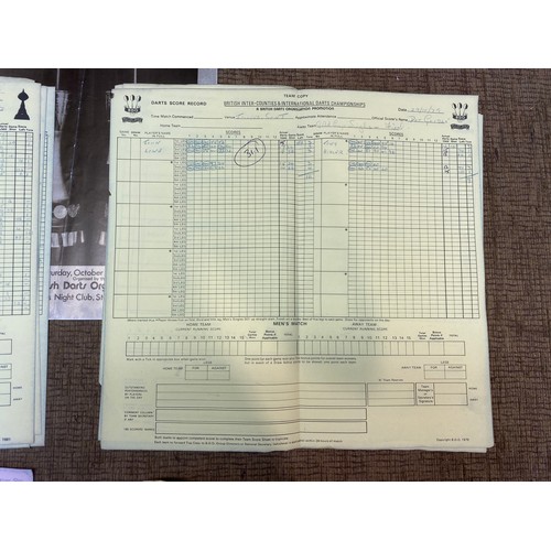 1191 - 10 official Darts match scoring records of various UK and world dart's tournaments  from the estate ... 