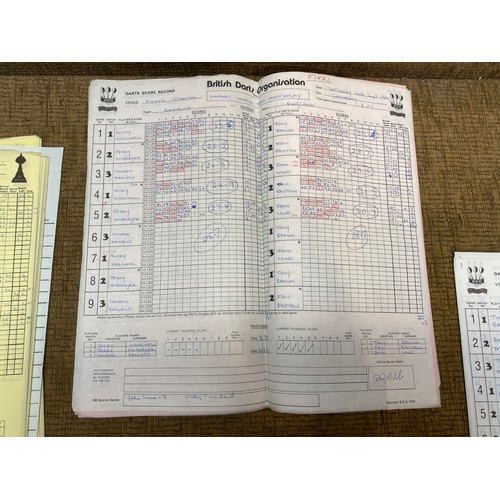 1192 - 10 official Darts match scoring records of various UK and world dart's tournaments  from the estate ... 