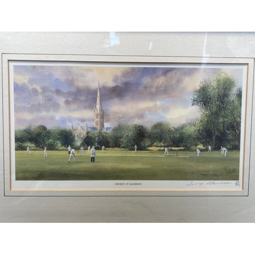 1216 - Four Framed Terry Harrison Limited Edition cricket prints.