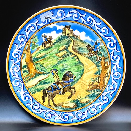 666 - Vintage French Majolica hand painted plate 40cm.