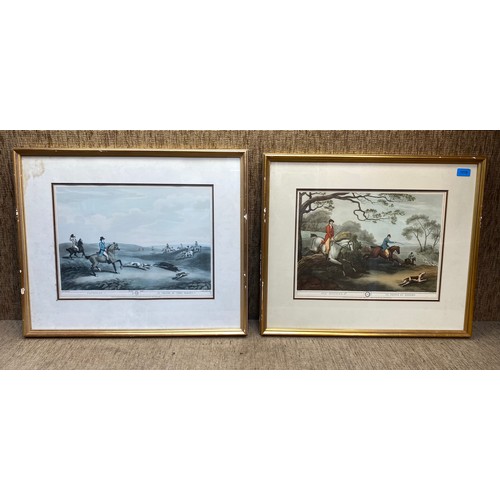 1219 - Two framed fox hunting and coursing prints 63cm x 53cm.