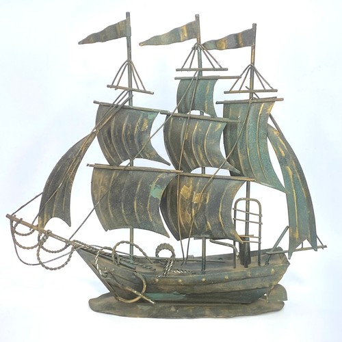 478 - Brass model galleon ship.