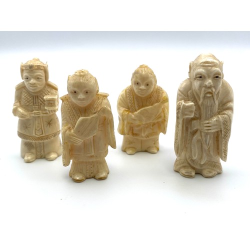 670 - Four carved bearded immortals