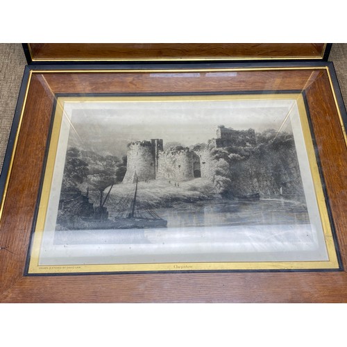 151 - Two drawn and etched sketches by David lore of Tintern and Chepstow castles .