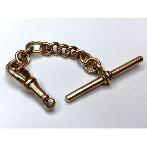 877 - 9ct rose gold watch chain 10.3g.