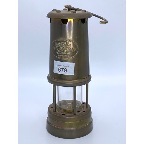 679 - Cymru brass mining lamp.