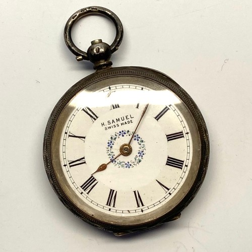 881 - H . Samuel swiss made silver pocket watch hallmarked inside.