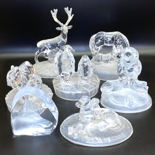 683 - Collection of solid glass animal figures.