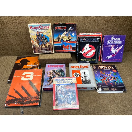 1316 - Collection of vintage fantasy and RPG games including Runequest , Ghost busters and Marvel super Her... 