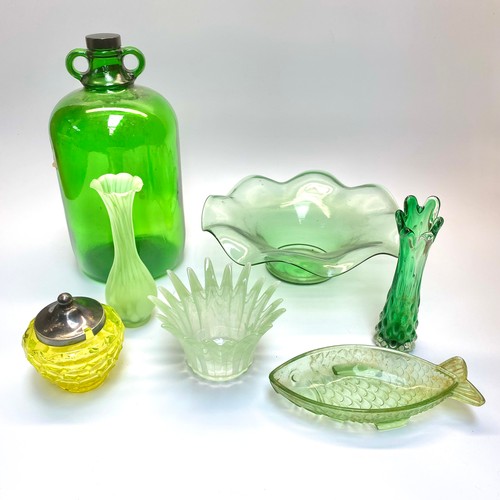 521 - Collection of Uranium glass and some green studio glass.