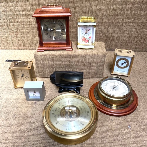 1318 - Collection of mantle clocks and barometers including Ernest Jones, Metamec and Diplex.