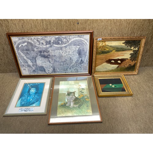 334 - five framed oil and sketched paintings one signed by Chinese artist Chiu Weng.