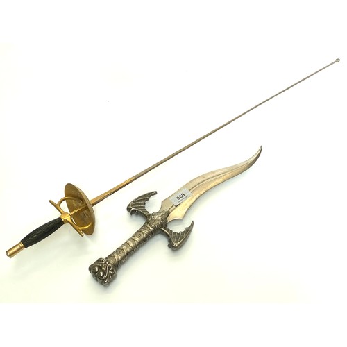 699 - Metal decorative dagger and vintage fencing sword.