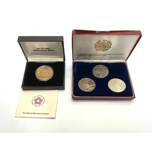 900 - Gardiners Island 1965 potential silver substitute trial proof coins in an original box, American Nat... 