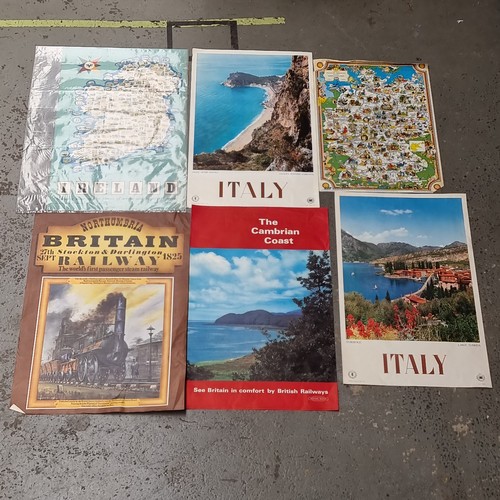 8 - 6 large original vintage tourism posters. Approx. 100cm x 60cm.