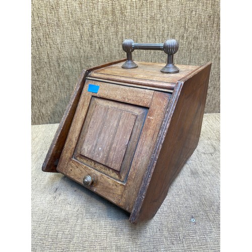 9 - Vintage wooden coal scuttle.