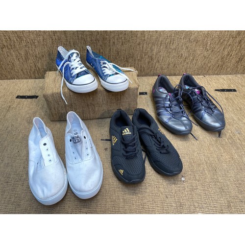 36 - Four pairs of trainers including Henleys Size 10, Converse All stars size 41, Nike Air size 8 and Ad... 