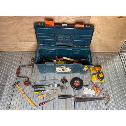 46 - Plastic tool box full of tools and fixings.