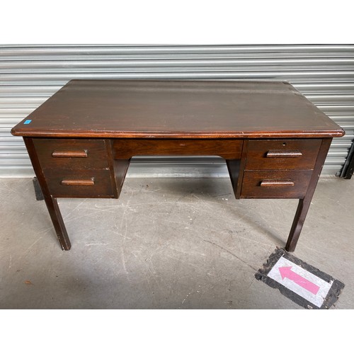 1100 - Midcentury Solid oak Abbess teachers desk. 125 x 74 x 75 .