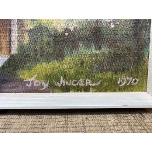 1170 - Framed oil on board painting of The Waite Arms signed Joy Wincer 79cm x 42cm.