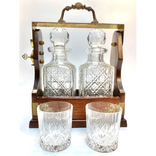 1131 - Stuart Crystal Tantalus, Decanters and glasses Hobnail Pattern.